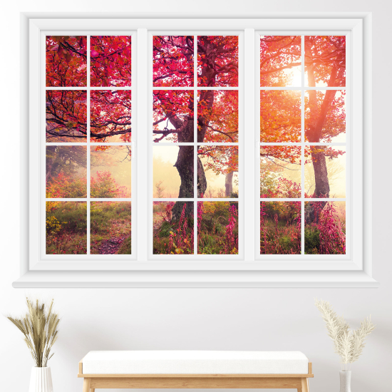 Vinilo Adhesivo Decorativo trampantojo 3D - Árboles hojas rosas