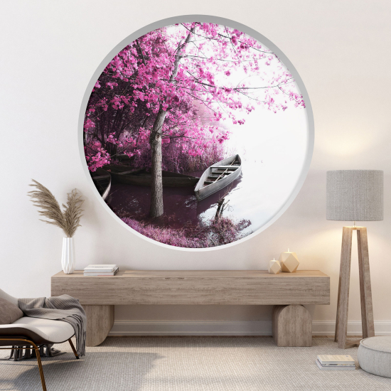 Vinilo Adhesivo Decorativo trampantojo 3D - Barco en el lago