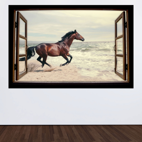 Vinilo Adhesivo Decorativo trampantojo 3D - Caballo playa