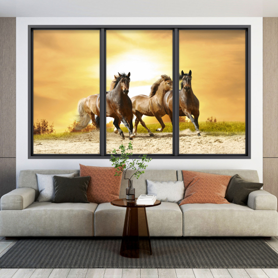 Vinilo Adhesivo Decorativo trampantojo 3D - Caballos