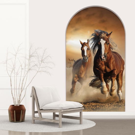 Vinilo Adhesivo Decorativo trampantojo 3D - Caballos
