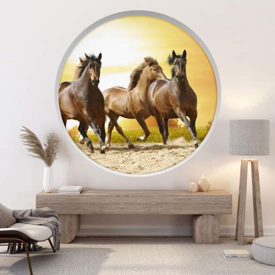 Vinilo Adhesivo Decorativo trampantojo 3D - Caballos