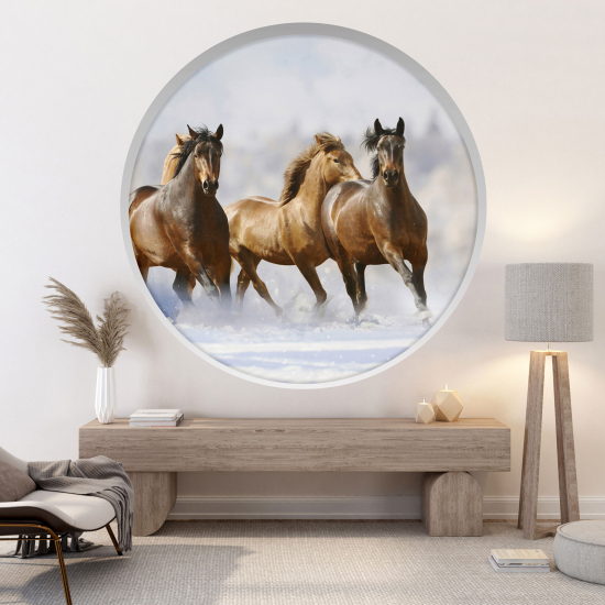 Vinilo Adhesivo Decorativo trampantojo 3D - Caballos