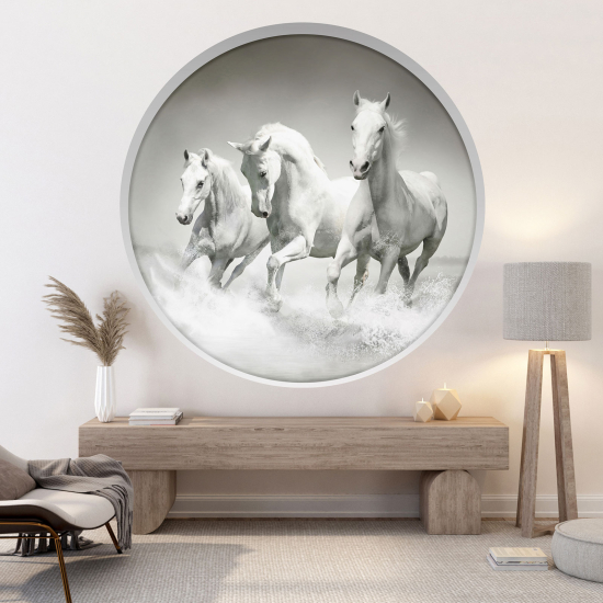 Vinilo Adhesivo Decorativo trampantojo 3D - Caballos