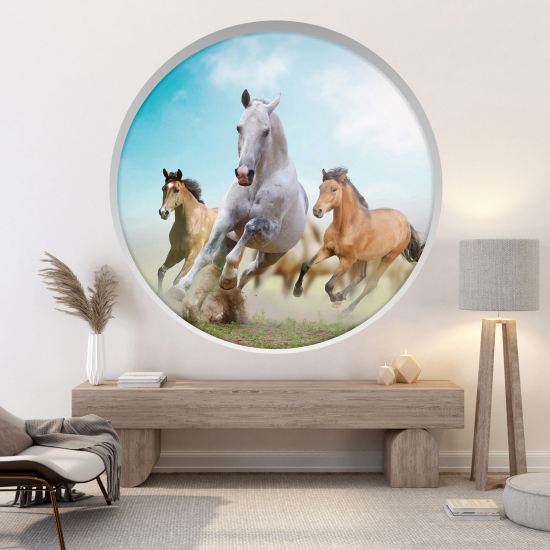 Vinilo Adhesivo Decorativo trampantojo 3D - Caballos