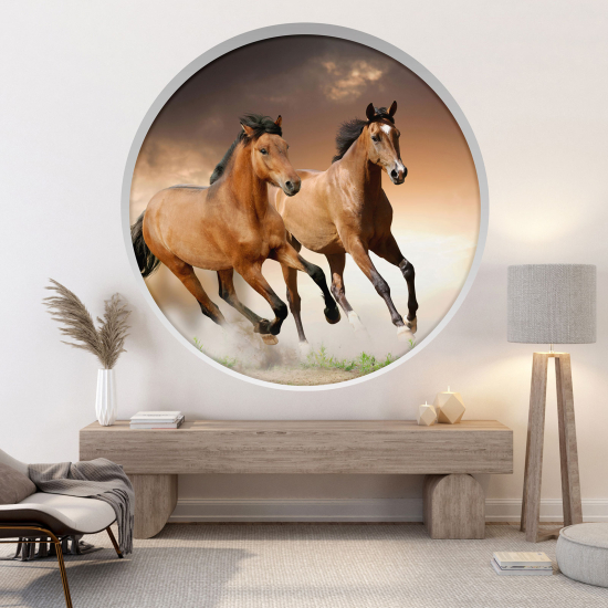 Vinilo Adhesivo Decorativo trampantojo 3D - Caballos