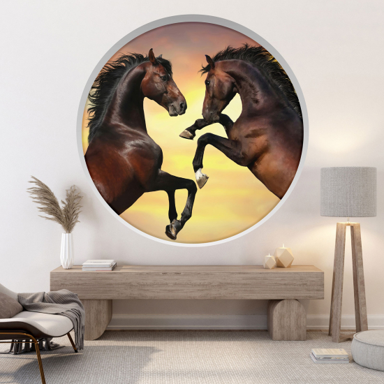 Vinilo Adhesivo Decorativo trampantojo 3D - Caballos