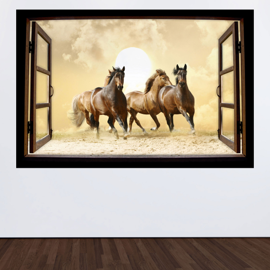 Vinilo Adhesivo Decorativo trampantojo 3D - Caballos