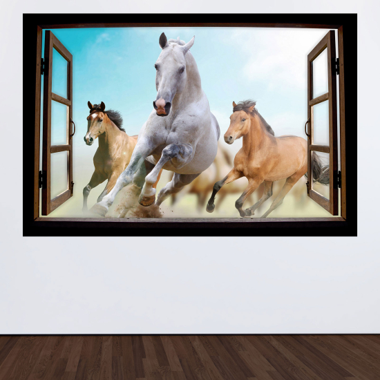 Vinilo Adhesivo Decorativo trampantojo 3D - Caballos
