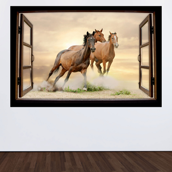 Vinilo Adhesivo Decorativo trampantojo 3D - Caballos
