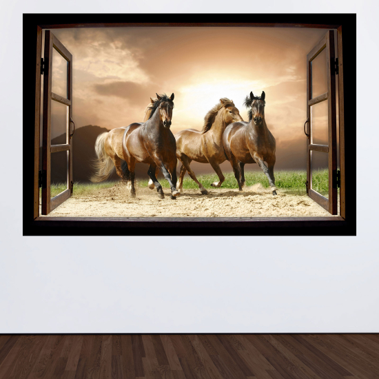 Vinilo Adhesivo Decorativo trampantojo 3D - Caballos