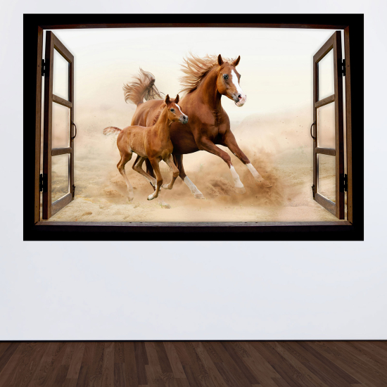 Vinilo Adhesivo Decorativo trampantojo 3D - Caballos