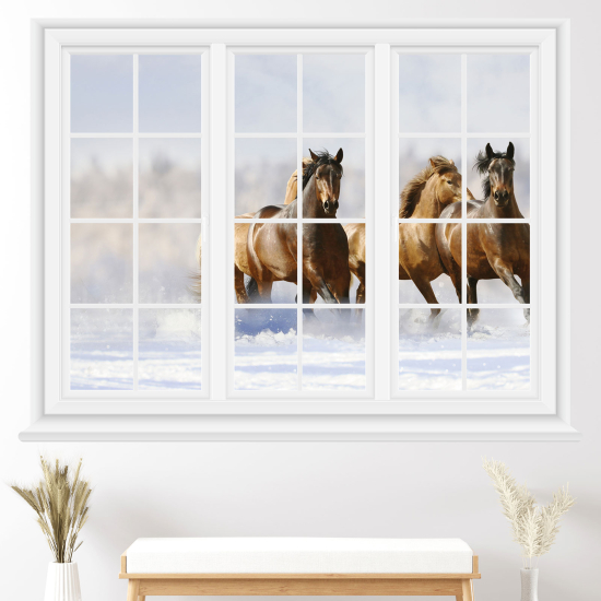 Vinilo Adhesivo Decorativo trampantojo 3D - Caballos
