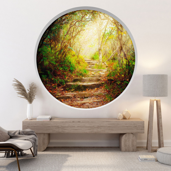 Vinilo Adhesivo Decorativo trampantojo 3D - Camino bosque