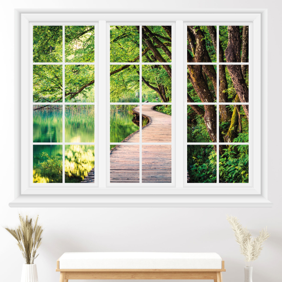 Vinilo Adhesivo Decorativo trampantojo 3D - Camino bosque