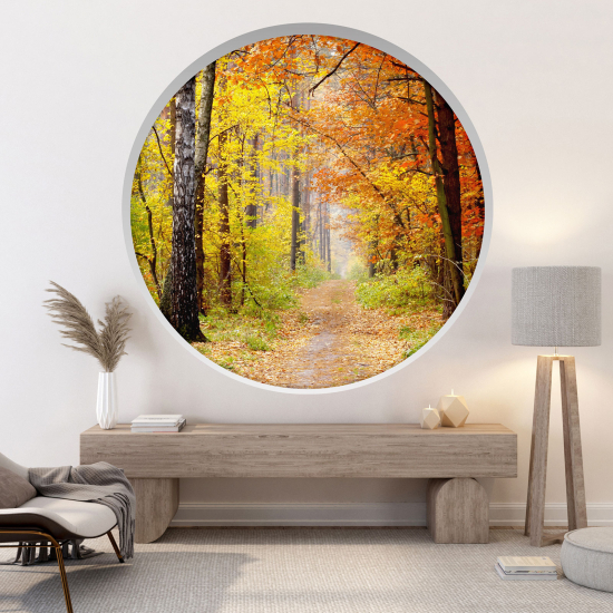 Vinilo Adhesivo Decorativo trampantojo 3D - Camino en el bosque