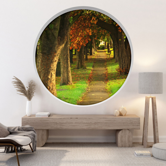 Vinilo Adhesivo Decorativo trampantojo 3D - Camino en el bosque
