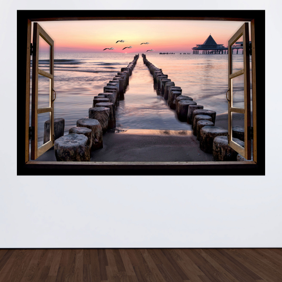 Vinilo Adhesivo Decorativo trampantojo 3D - Camino mar