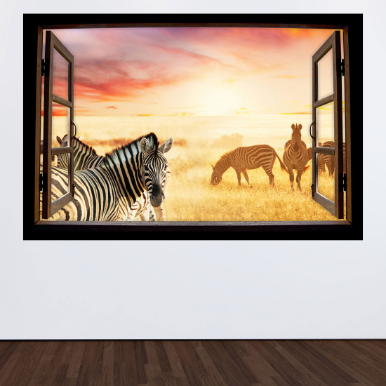 Vinilo Adhesivo Decorativo trampantojo 3D - Cebras