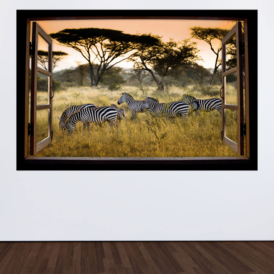 Vinilo Adhesivo Decorativo trampantojo 3D - Cebras