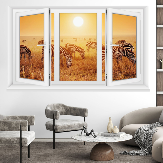 Vinilo Adhesivo Decorativo trampantojo 3D - Cebras
