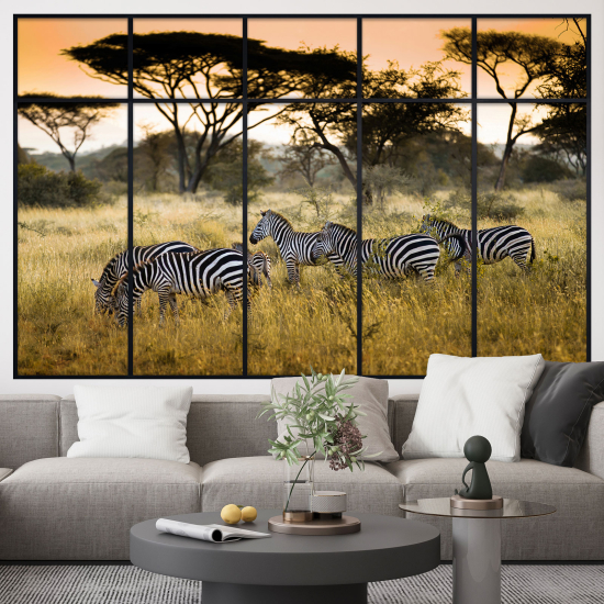 Vinilo Adhesivo Decorativo trampantojo 3D - Cebras Sabana