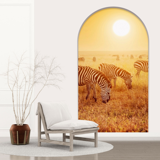 Vinilo Adhesivo Decorativo trampantojo 3D - Cebras Sabana