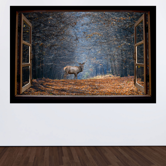 Vinilo Adhesivo Decorativo trampantojo 3D - Ciervo en el bosque