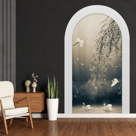 Vinilo Adhesivo Decorativo trampantojo 3D - Cisnes