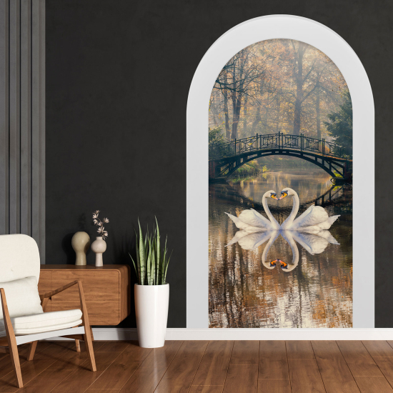 Vinilo Adhesivo Decorativo trampantojo 3D - Cisnes
