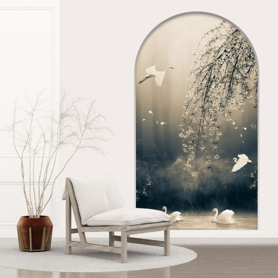 Vinilo Adhesivo Decorativo trampantojo 3D - Cisnes