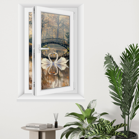Vinilo Adhesivo Decorativo trampantojo 3D - Cisnes