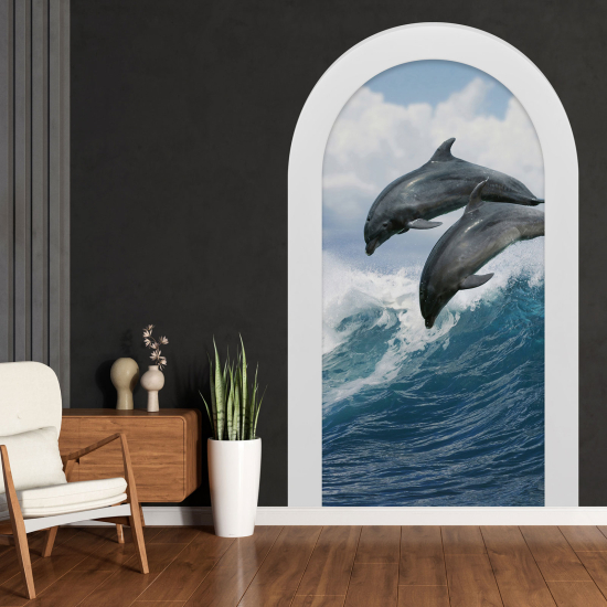 Vinilo Adhesivo Decorativo trampantojo 3D - Delfines