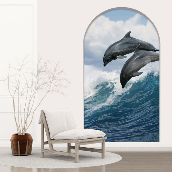 Vinilo Adhesivo Decorativo trampantojo 3D - Delfines