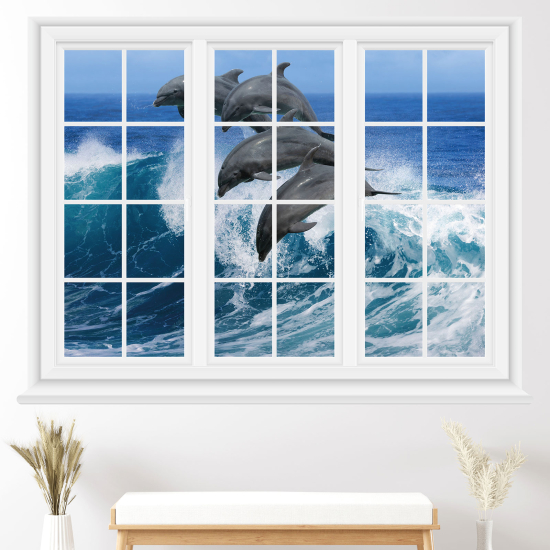 Vinilo Adhesivo Decorativo trampantojo 3D - Delfines