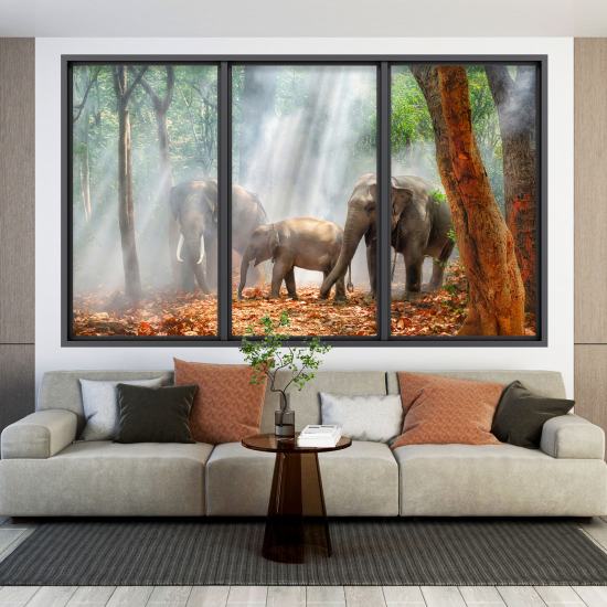Vinilo Adhesivo Decorativo trampantojo 3D - Elefantes