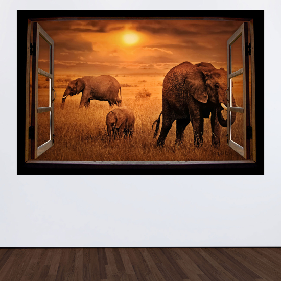Vinilo Adhesivo Decorativo trampantojo 3D - Elefantes