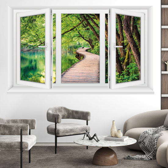 Vinilo Adhesivo Decorativo trampantojo 3D - Embarcadero bosque