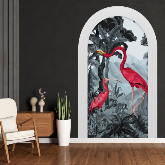 Vinilo Adhesivo Decorativo trampantojo 3D - Flamencos Rosados