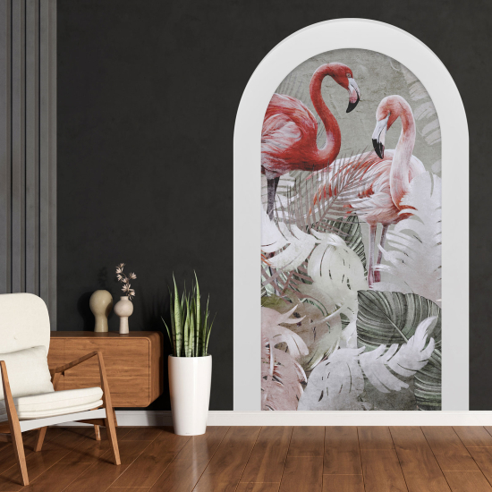 Vinilo Adhesivo Decorativo trampantojo 3D - Flamencos Rosados