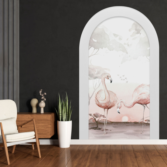 Vinilo Adhesivo Decorativo trampantojo 3D - Flamencos Rosados