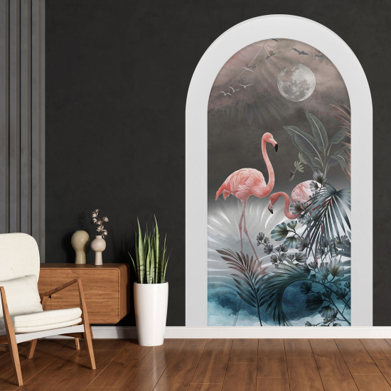 Vinilo Adhesivo Decorativo trampantojo 3D - Flamencos Rosados