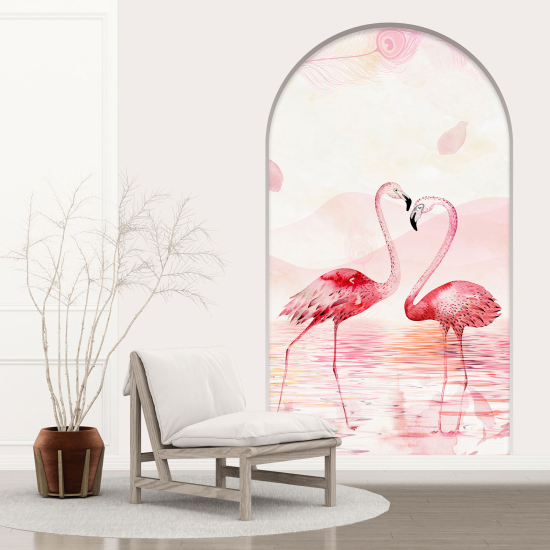 Vinilo Adhesivo Decorativo trampantojo 3D - Flamencos Rosados