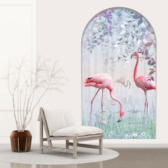 Vinilo Adhesivo Decorativo trampantojo 3D - Flamencos Rosados