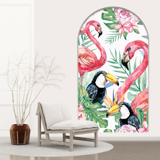 Vinilo Adhesivo Decorativo trampantojo 3D - Flamencos Rosados