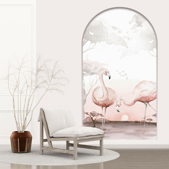 Vinilo Adhesivo Decorativo trampantojo 3D - Flamencos Rosados