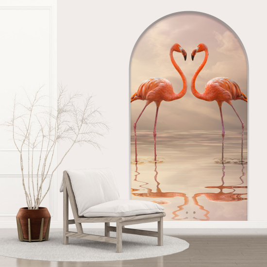 Vinilo Adhesivo Decorativo trampantojo 3D - Flamencos rosas
