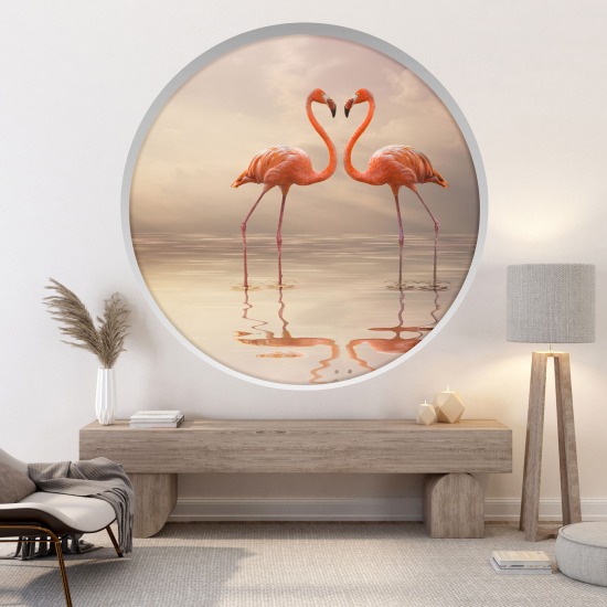 Vinilo Adhesivo Decorativo trampantojo 3D - Flamencos rosas