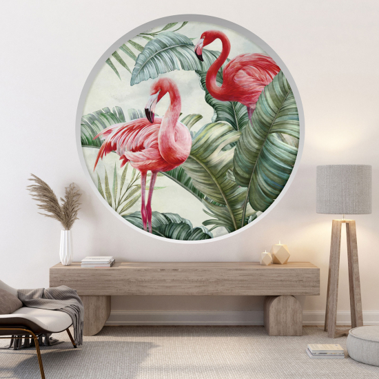 Vinilo Adhesivo Decorativo trampantojo 3D - Flamencos rosas