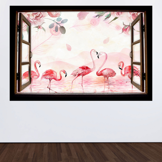 Vinilo Adhesivo Decorativo trampantojo 3D - Flamencos rosas
